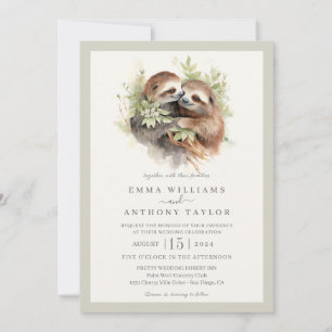 Faire-part de mariage romantique Sloth Couple