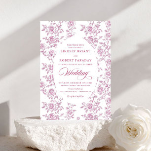 Faire-part de mariage romantique toile florale ros