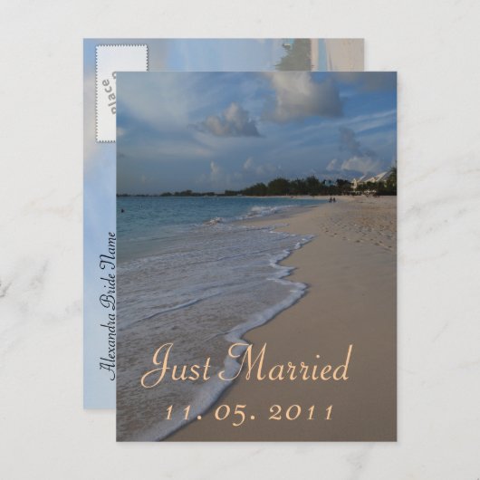 Faire-part de mariage romantique tout juste mariés (Devant / Derrière)