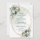 Faire-part de mariage romantique verdure or (Devant)