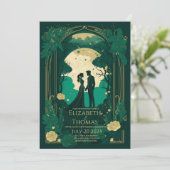 Faire-part de mariage romantique Vert émeraude et  (Debout devant)