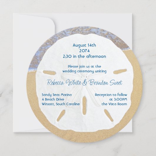 Faire-part de mariage rond Dollar de sable de mari (Devant)