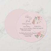 Faire-part de mariage ronde rose doux (Devant / Derrière)