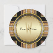 Faire-part de mariage ronde V1 Art déco Parties sc (Devant)