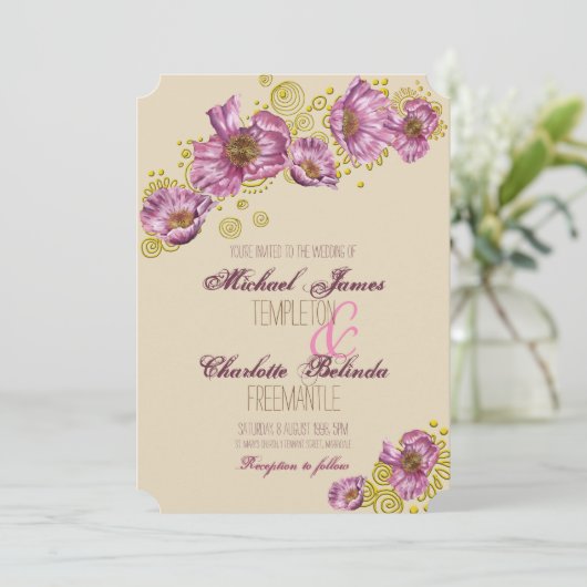 Faire-part de mariage rose (Debout devant)