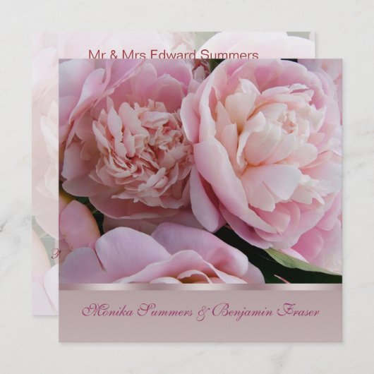 Faire-part de mariage rose (Devant / Derrière)