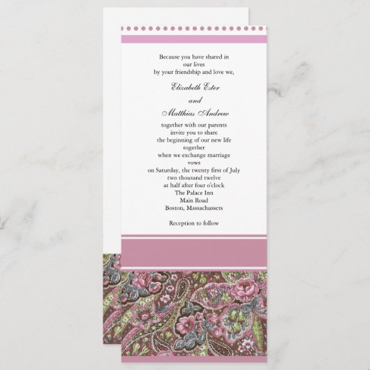 Faire-part de mariage rose (Devant / Derrière)