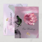 Faire-part de mariage rose (Devant / Derrière)