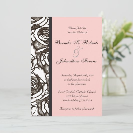 Faire-part de mariage Rose (Debout devant)