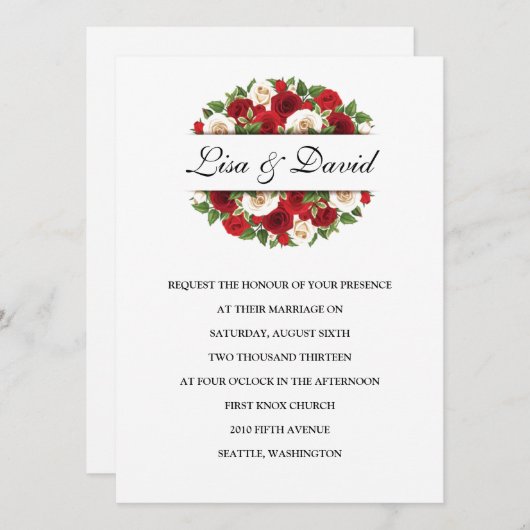 Faire-part de mariage rose (Devant / Derrière)