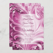 Faire-part de mariage rose (Devant / Derrière)