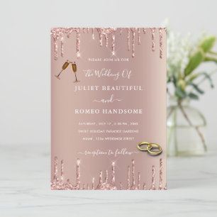 Faire-part de mariage rose à étincelles