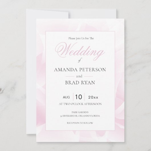 Faire-part de mariage Rose Abstrait (Devant)