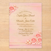 Faire-part de mariage Rose Acrylique et Perle (Recto)