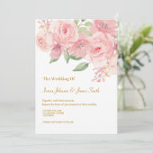 Faire-part de mariage rose aquarelle (Debout devant)