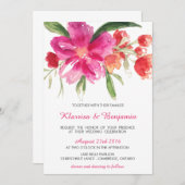 Faire-part de mariage rose Aquarelle (Devant / Derrière)