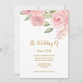 Faire-part de mariage rose aquarelle (Devant)