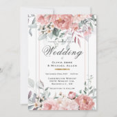 Faire-part de mariage rose Aquarelle Peony (Devant)