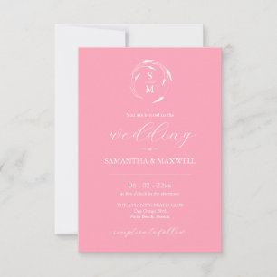 Faire-part de mariage rose avec code QR