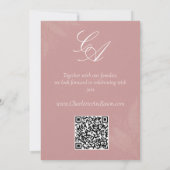 Faire-part de mariage rose avec photo et code QR (Dos)