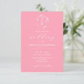 Faire-part de mariage rose avec QR Code (Debout devant)
