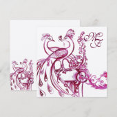 Faire-part de mariage Rose Blanc Monogramme PERROQ (Devant / Derrière)