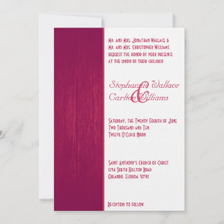 Faire-part de mariage rose/blanc sur le grain de b