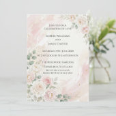 Faire-part de mariage Rose blanche rosée (Debout devant)