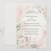 Faire-part de mariage Rose blanche rosée (Devant / Derrière)