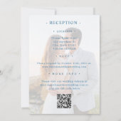 Faire-part de mariage Rose bleu chic avec code QR (Dos)