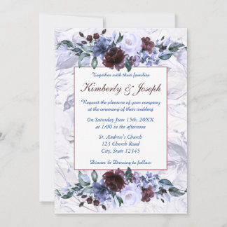 Faire-part de mariage Rose bleu et violet