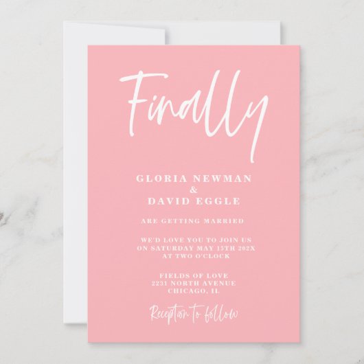 Faire-part de mariage rose blush moderne (Devant)