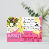 Faire part de mariage rose bubble pour RSVP (Debout devant)