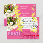 Faire part de mariage rose bubble pour RSVP (Devant / Derrière)