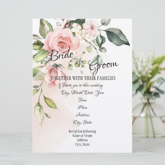 faire-part de mariage "Rose Bush" (Debout devant)