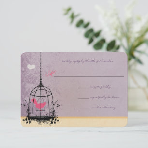 Faire-part de mariage Rose cage à oiseaux et Auber