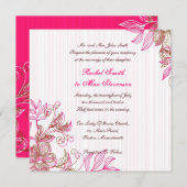 Faire-part de mariage rose chaud et Brown (Devant / Derrière)