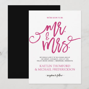 Faire-part de mariage rose chaud et noir Écritur