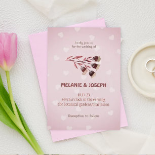 Faire-part de mariage rose crème moderne