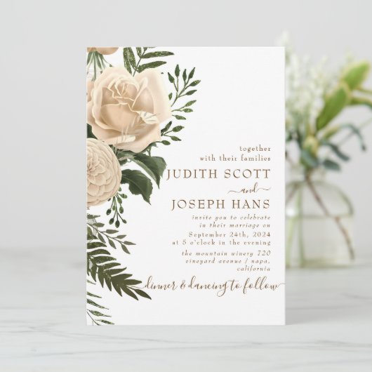 Faire-part de mariage Rose d'amour pur (Debout devant)