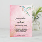 Faire-part de mariage rose d'aquarelle de colibri (Debout devant)
