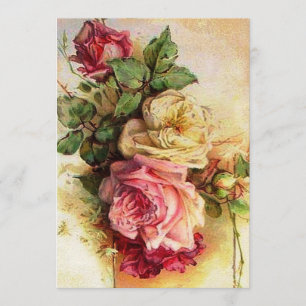 Faire-part de mariage rose de bouquet de cru