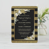 Faire-part de mariage Rose de bronze de bande d'or (Debout devant)