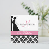 Faire-part de mariage rose de couples de mariage (Debout devant)