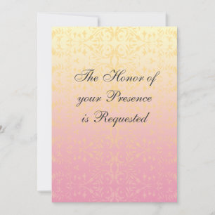 Faire-part de mariage rose de coutume de damassé