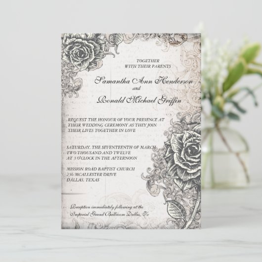 Faire-part de mariage rose de cru (Debout devant)