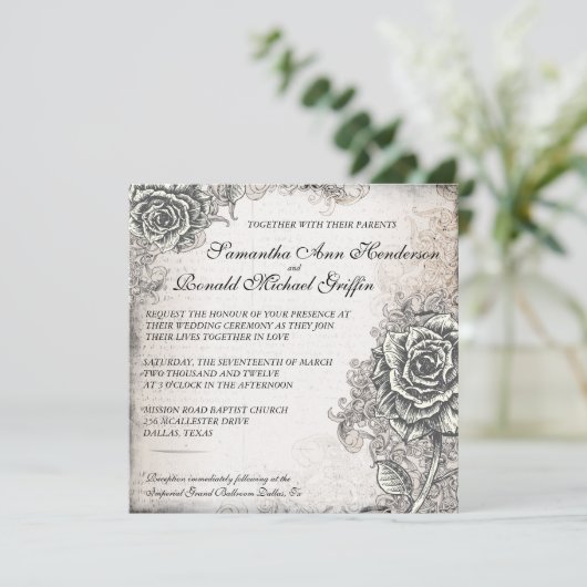 Faire-part de mariage rose de cru (Debout devant)