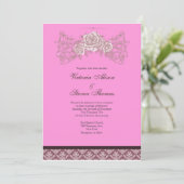 Faire-part de mariage rose de cru (Debout devant)