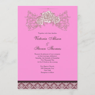 Faire-part de mariage rose de cru