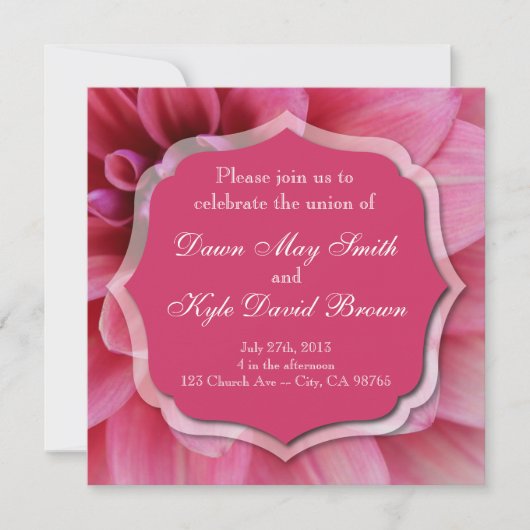 faire-part de mariage rose de Dahlia (Devant)